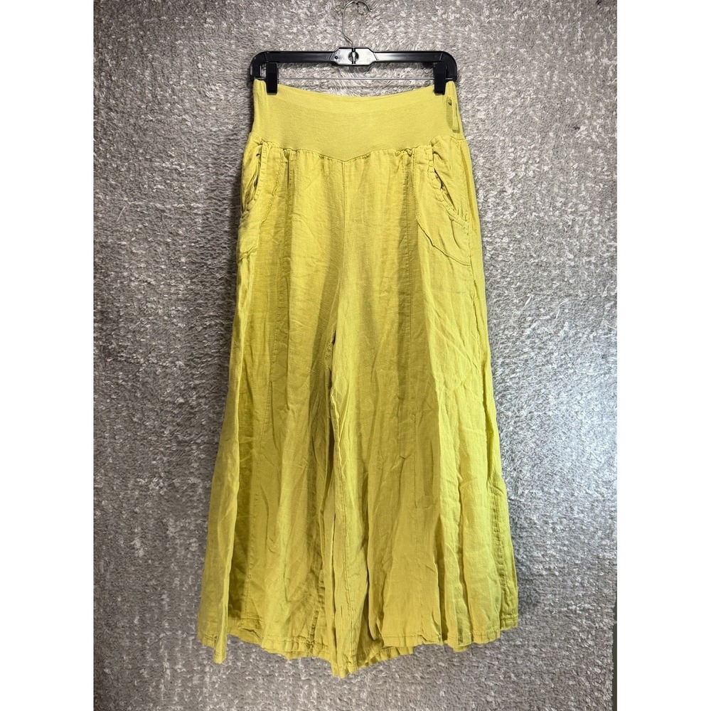 Belle France Crop Wide Leg Linen Pants Italy Made S Bohemian Lagenlook Coastal